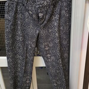 Women's Paisley Print Pants - Black and Gray